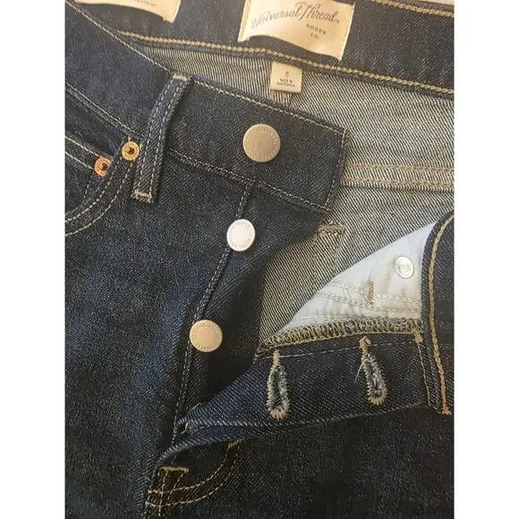 New NWT Women's Mid-Rise 80's Slim Fit Jeans - Universal Thread Dark Wash Size 8 - Picture 4 of 7